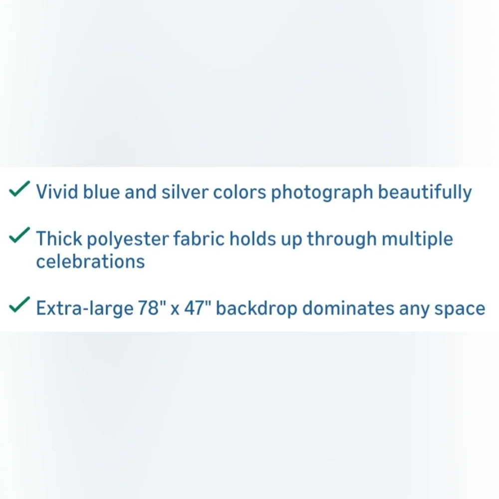 Happy 75th Birthday Backdrop Banner Blue Silver Photo Booth Decoration